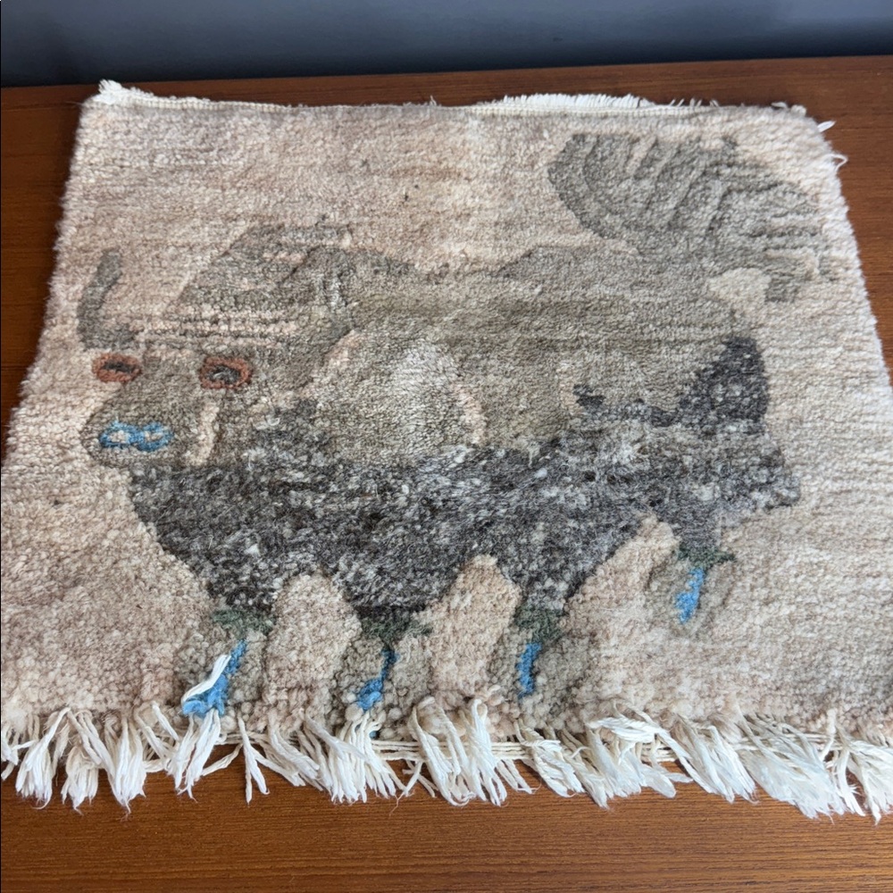 Handcrafted Wool Fiber Art Bull Design gabbeh rug wall rug Mcm